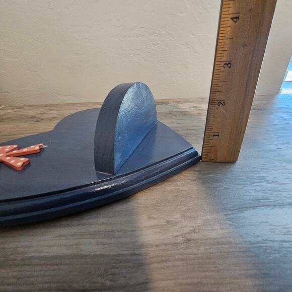 Vintage Wood Heart Bow Shelf Wall Mount Blue Pink 80s Cottage Coquette Decor - Picture 7 of 9